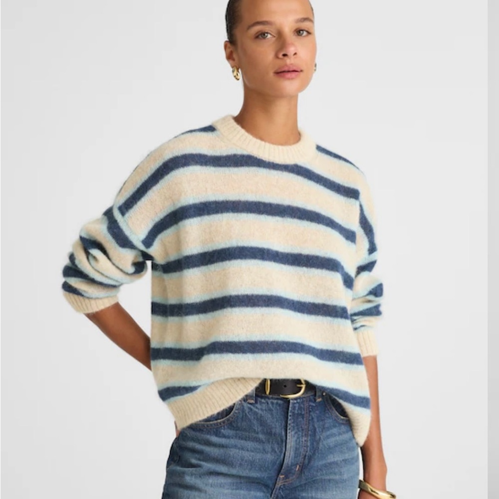 NWT Madewell Blue and Cream Striped Sweater